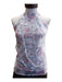 Sweet Emotion Musculosa Blusa Flores Y Escaje Seda Elastizada Halter Sexy 0