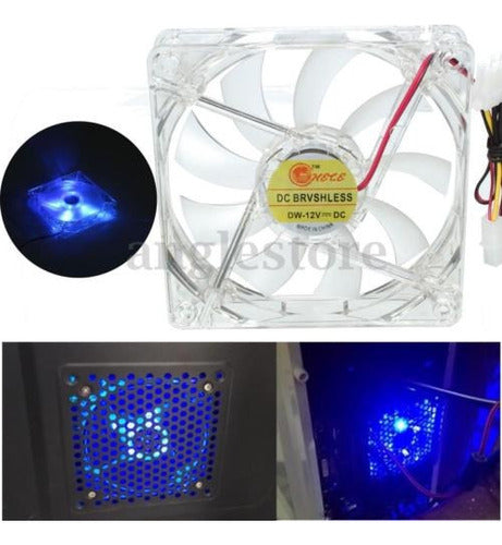 4 Clavijas Dc 12v 120mm 4 Luz Azul Led Cpu Pc Computadora Es 1