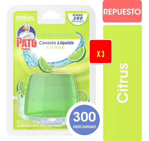 Pato Purific Canasta Liquida Citrus Repuesto X 3 Unidades 1