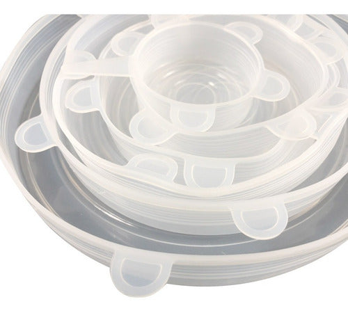 Vonne Set of 6 Reusable Moldable Round Transparent Silicone Lids 2