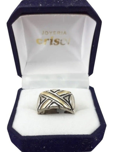 Crisol Anillo Plata Y Aplique De Oro Equis (A148) 0