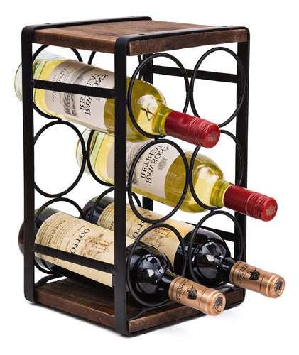 Soduku Rustic Wood Countertop Wine Rack 6 Bottles No Assembly Needed 0