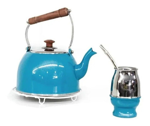 Maté Set Suede Country Kettle + Mate Straw Turquoise 0