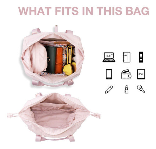 Bolso De Gym Para Mujeres, Rosa, Mediano Con Banda Para Trol 4