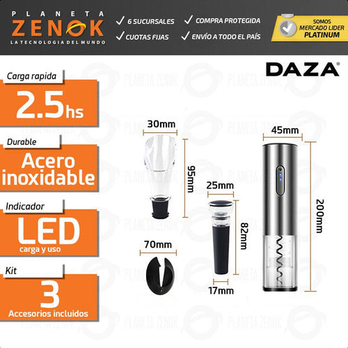 Daza Electric Corkscrew Bottle Opener Kit 2