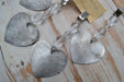 Set 4 Pesas Para Mantel Corazón Metal Liso Plata Envejecido 2