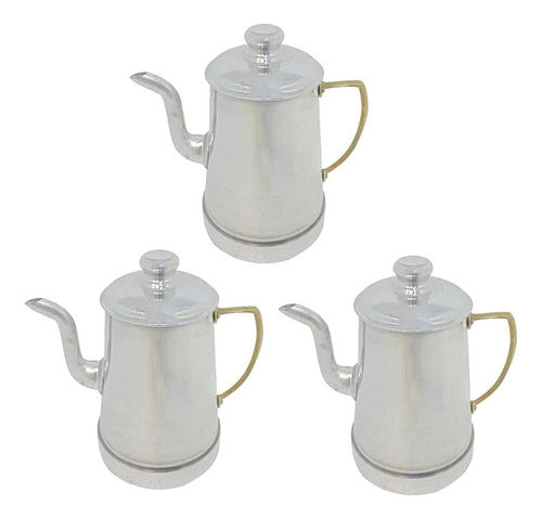 El Siglo Set of 3 Cafeteras Jarra 3 Litros Aluminio Asa Bronce Con Pico 0