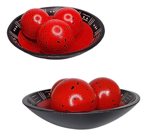 Galario Productos Center Table Decorative Bowl with 3 Decorative Spheres 1