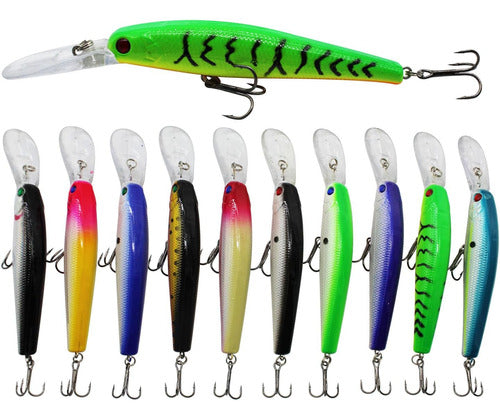 Jshanmei Hard Fishing Lures Bait Set of 10 Pieces 3D Eye Fishing Lures 0