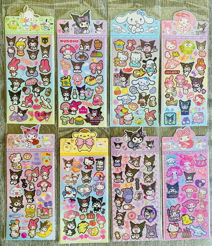 Plancha De Stickers Holográficas Kuromi Cinnamoroll Melody 2