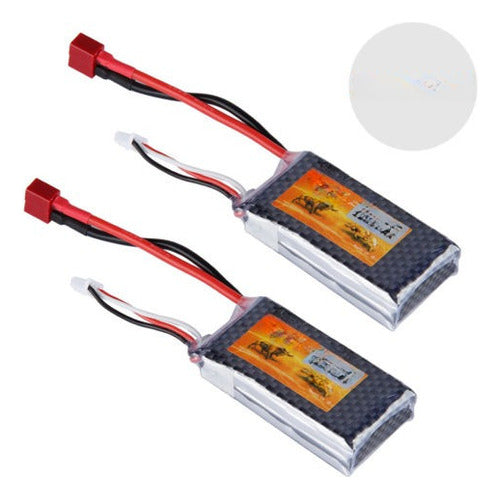 FLOUREON 2 X 7.4V 2S 35 C 1500mAh LiPo RC Pack Decanos T Connector 0