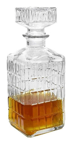 Decanter Botella Vidrio Cuadrada Whisky Labrada C/tapon 1 L 0