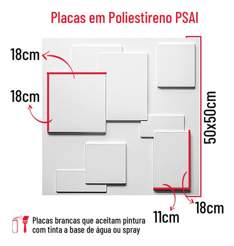 5m² Placas 3d De Parede Revestimento Decorativo 50x50cm Luxo 1