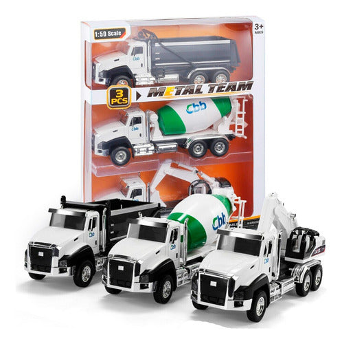 Maxmetal Toy Truck Set x 3 Construction Collection Metal Quality 0