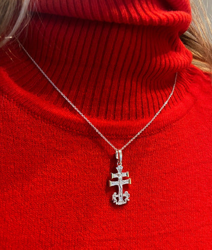 Paterson Joyería Delicate Chain Set with Caravaca Cross in 925 Silver and Gold 3