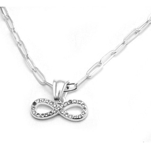 Tiendaadrn Infinite Micropave Necklace 45 to 50cm White Steel 0