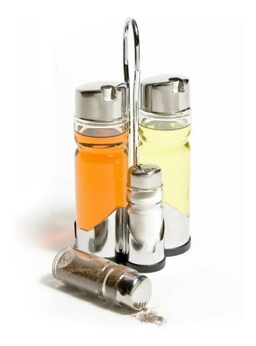 MUNDO PLANETA Set of 4 Oil and Vinegar Dispenser, Salt and Pepper Shaker 0