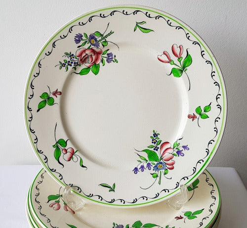 Plato Llano O De Masas Loza Inglesa Palissy French Bouquet 0