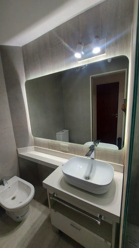 Modern Rectangular Decorative Bathroom Mirror with LED Light 60x120 cm 19