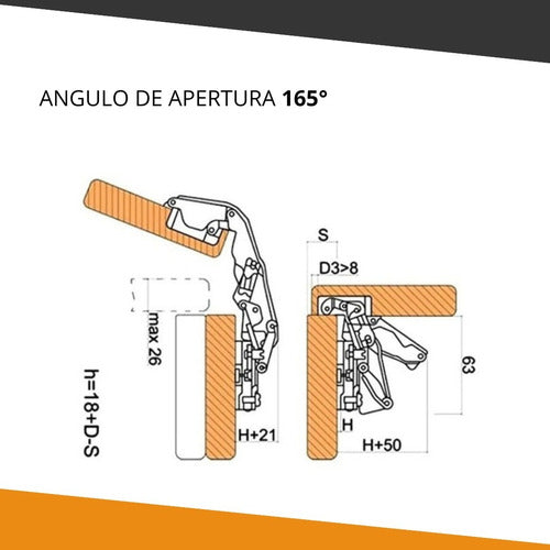 Bronzen 165° Hinge for Kitchen Cabinet - 35 Mm Concealed Opening 2