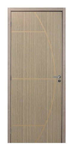 Kit Porta De Madeira Decorada 215x74cm Com Batente De Mdf 2