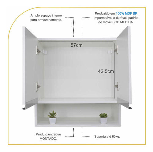 Armário Aéreo Multiuso 100%mdf 3 Portas Cozinha 4