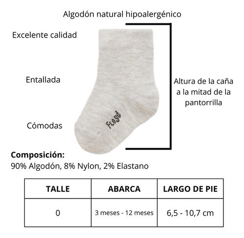 Floyd Pack X6 Baby Socks 1/2 Caña Solid Color 82 T0 2