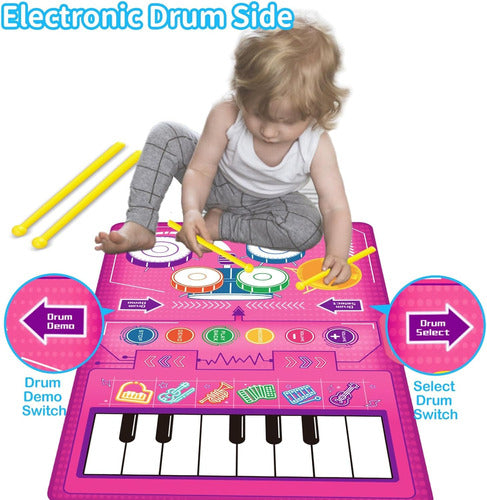 Flyart Musical Toy for Girls 1-3 Years, Piano and Drum 2