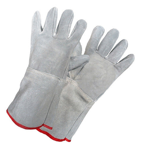 Leather Work Gloves - Long Cuff Reinforced, Dozen Pack 0