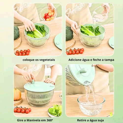 Secador De Salada Centrifuga Seca Folhas Verduras Manual 6