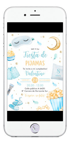 Birthday Invitation Digital Card Pajama Slumber Party 1