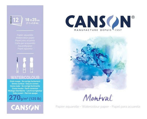 Canson Block Montval 270 Grs Grano Nube 18x25cm 12hojas 0