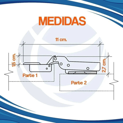 Cima Caja Bisagra 35mm Codo 9 X50 Unidades Mueble Madera 3