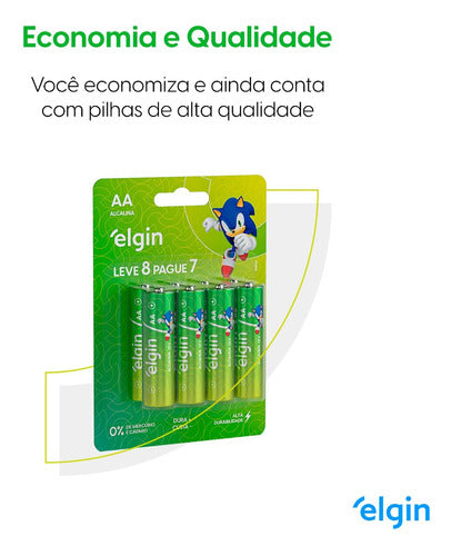 08 Pilhas Aa Pequena Alcalina Longa Duração Elgin 1 Cartela 6