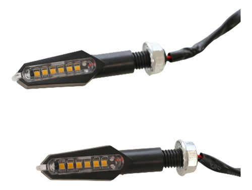 Juego Giros Led Ambar Doble Cara Guiño Universal Moto 5w 12 5