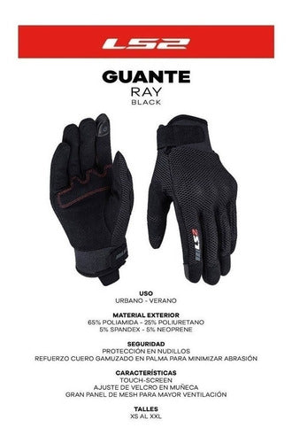 LS2 Dart 2 H Short Moto Gloves Black XL Genamax 6