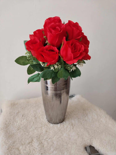 HYF Ramo De 9 Rosas Artificiales Con Hojas 3