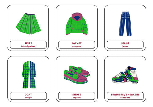 Deconstructing English Clothes Vocabulary Flashcards (With Spanish Translation) 0