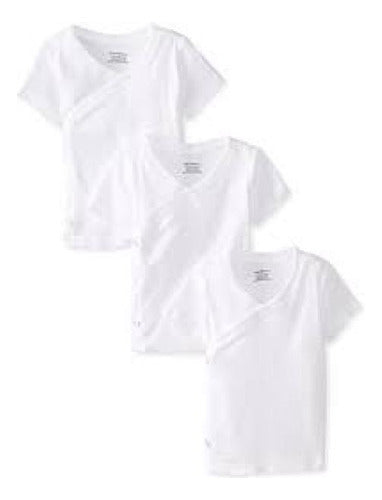 Gerber Set of 3 White Cross-Over T-Shirts 0-3m 0