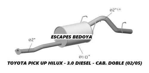 Escapes Bedoya Toyota Hilux DC 2002 - 2005 3.0 Muffler 0