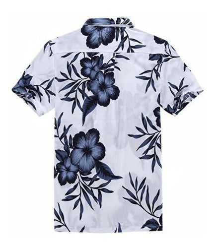 Palm Wave Hawaiian Shirt for Men Aloha Shirt in Navy Blue 1