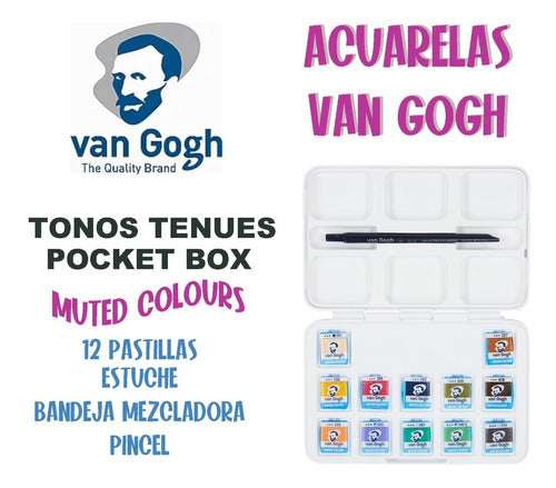 Van Gogh Set Acuarelas Tonos Tenues Pocket Box 12 Pastillas 0