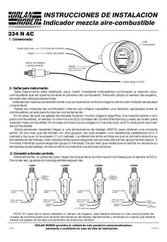 Orlan Rober Medidor Mezcla Aire Combustible + Sonda Lambda Universal 4 C 2