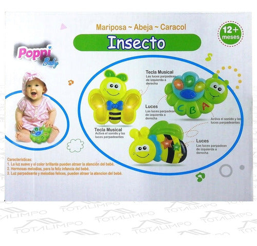 Mariposa Musical Luz Sonidos Poppi Baby Insectos 2