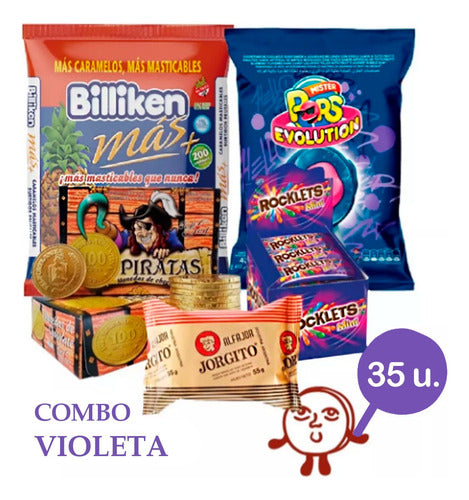 Golosinas Para Cumpleaños - Combo Violeta 35 Chicos - Delipop 1