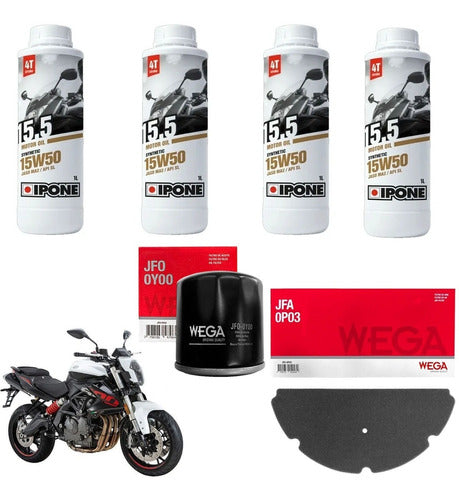 Benelli TNT 600 600GT 600i Service Kit - GT Filters + Ipone 15W50 SIA+ 0