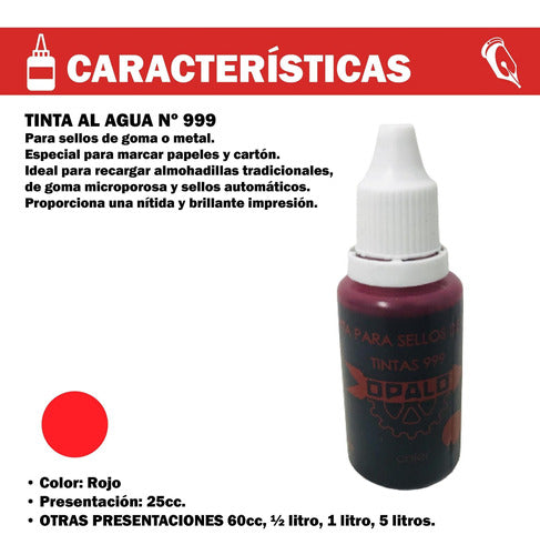 Tinta Para Sellos De Goma Opalo 999 Rojo (25cc) 1