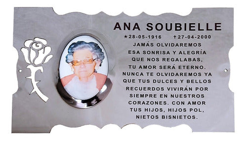 Memorial Plaque for Cemetery 25x15 Stainless Steel with Photo 0