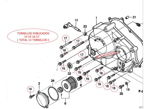 Kit Tornillos Tapa Embrague Original Xr 250 R 96-04 Moto Sur 1