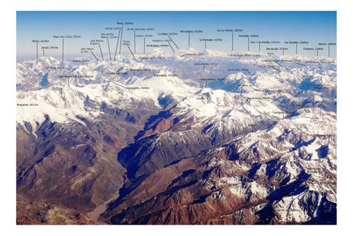 Aconcagua - Andes - Nombres De Los Picos - Lámina 45x30 Cm. 1